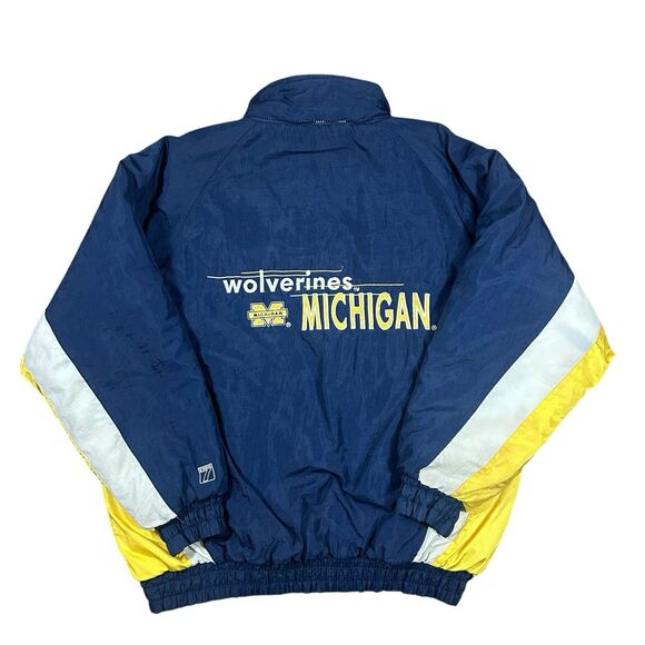 Vintage Michigan Wolverines LOGO 7 Puffer Jacket Men’s XL Full Zip 90s Blue - Picture 2 of 11